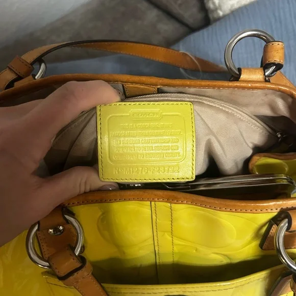 Coach Yellow Patent Leather Shoulder Bag - Picture 3 of 6